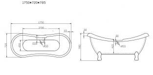 ADW ligbad vrijstaand nostalgisch 175x72x79 'Double ended slip'